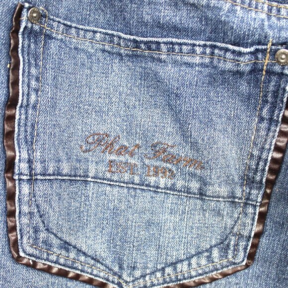 Phat Farm Men's 36 Blue Baggy Denim Jean Shorts Jorts Hip Hop Skater Y2K Vintage - Picture 7 of 8